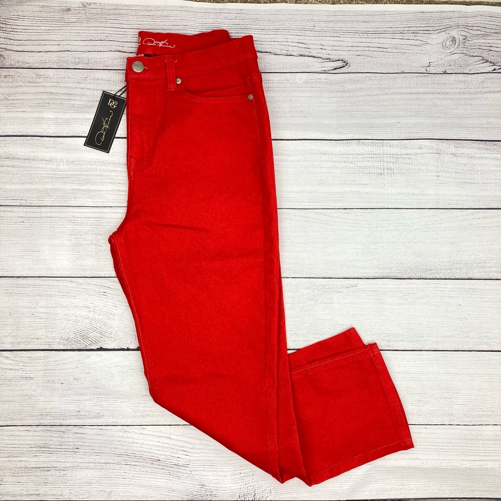 DG2 by Diane Gilman crop jeans, Bright Red, 10Tall